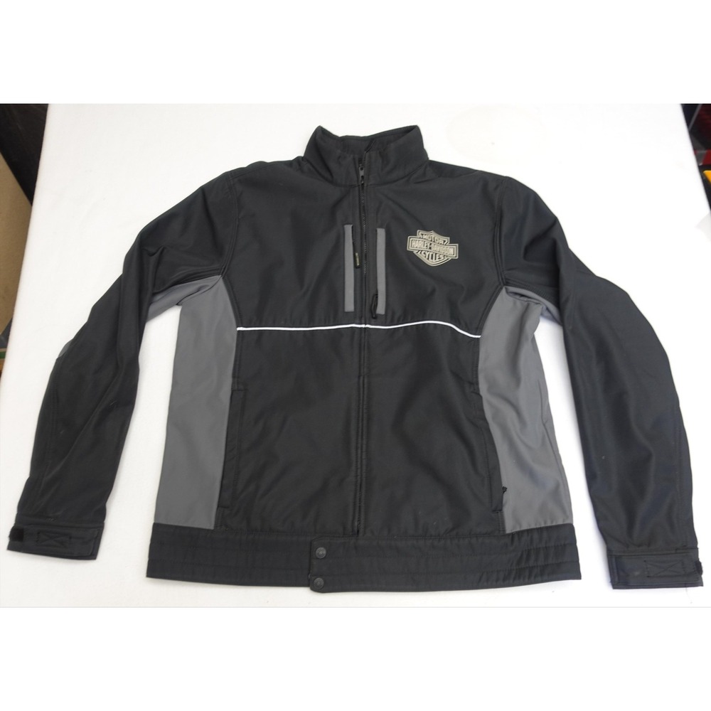 Harley-Davidson Jacket Mens XL Black Softshell Full Zip Motorcycle Reflective